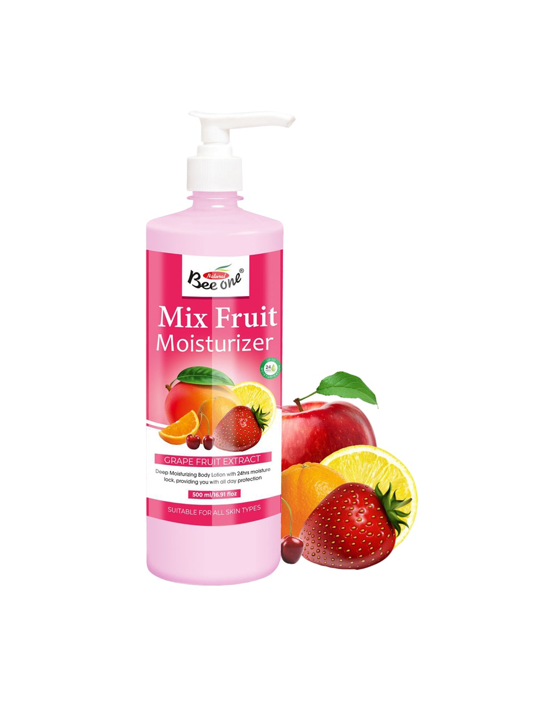 

Beeone Mix Fruit Moisturizer Body Lotion- 500ml, Pink