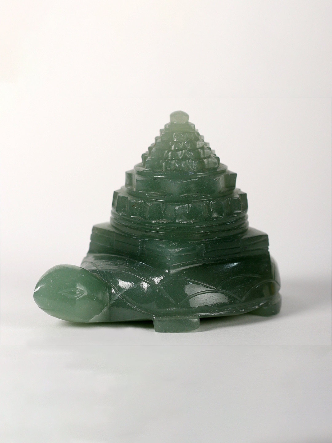 

Exotic India 4" Aventurine Gemstone Tortoise Shree Yantra, Sea green