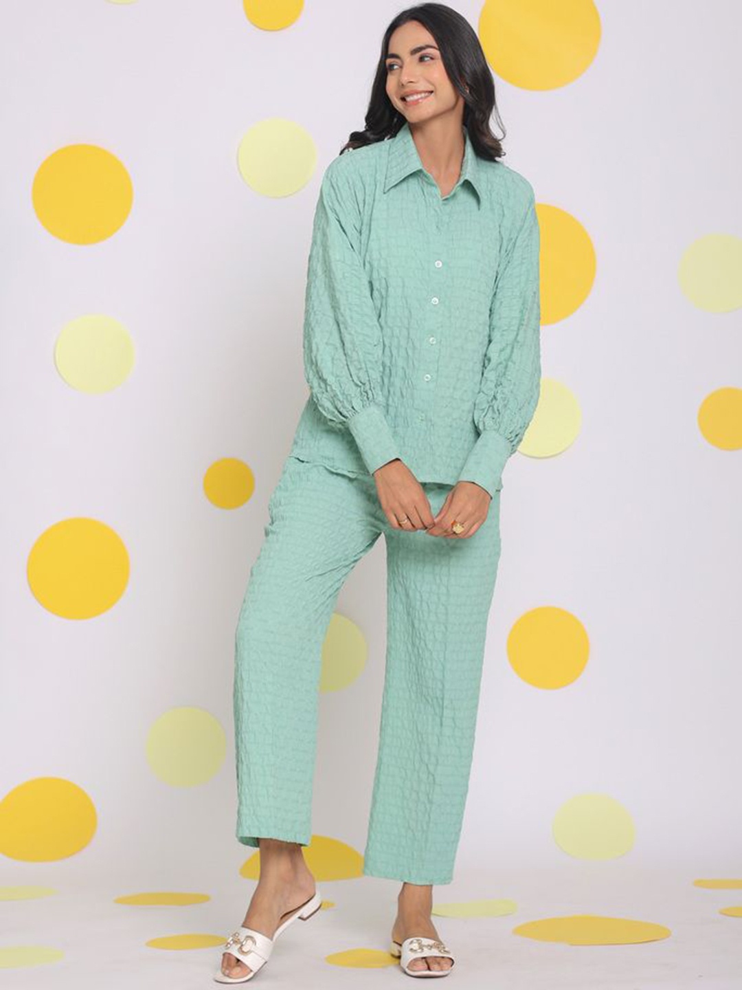 

KAORI BY SHREYA AGARWAL Harmony Relaxed-Fit Shirt & Trouser, Green