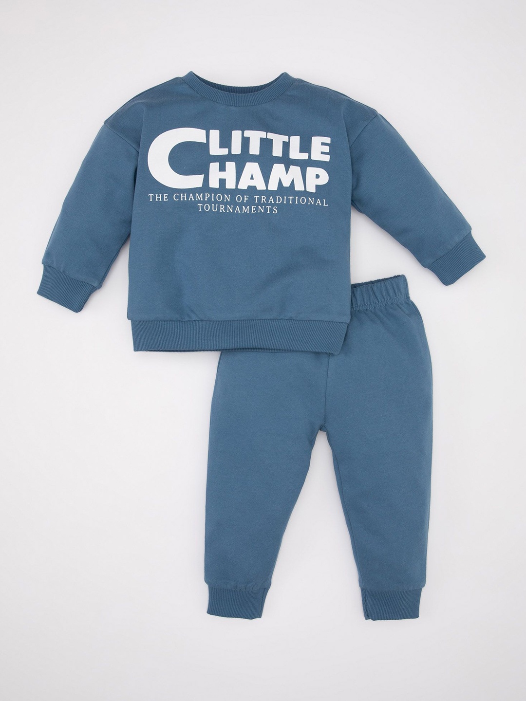 

DeFacto Boys Printed Pure Cotton Sweatshirt With Joggers, Blue