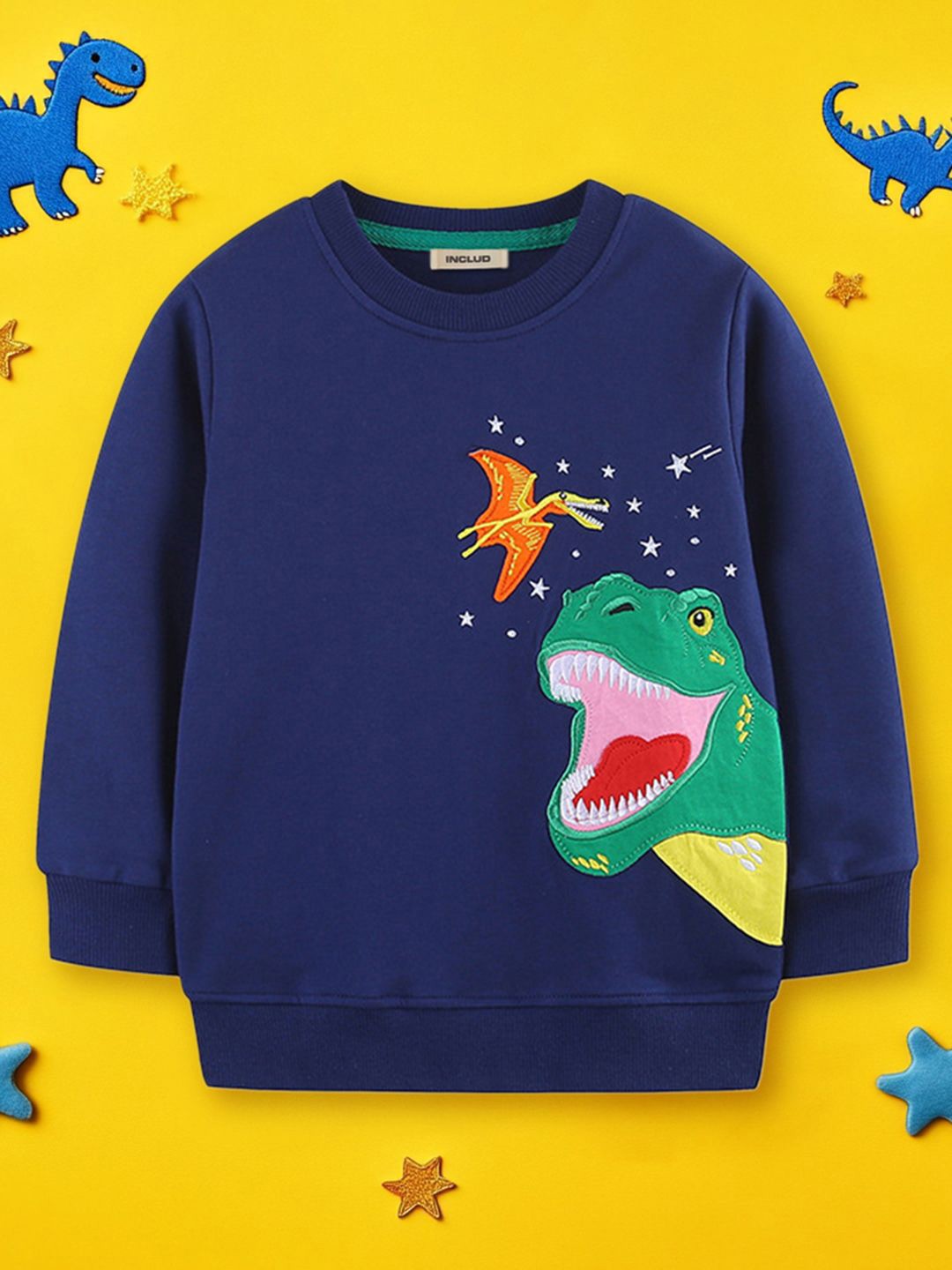 

INCLUD Boys Embroidered Round Neck Sweatshirt, Navy blue
