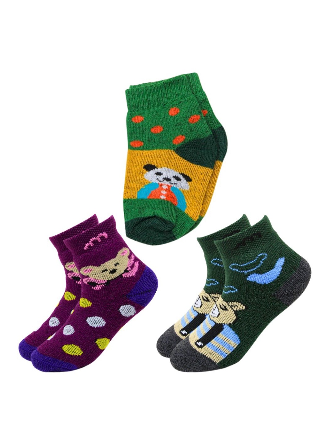 

BAESD Unisex Pack Of 3 Patterned Cotton Ankle-Length Socks, Green