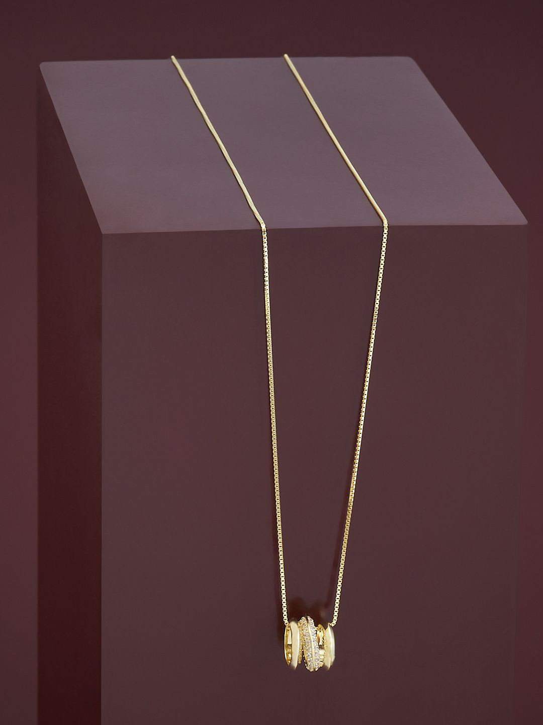 

Kushal's Fashion Jewellery 92.5 Pure Silver Gold-Plated Cubic Zirconia Studded Chain