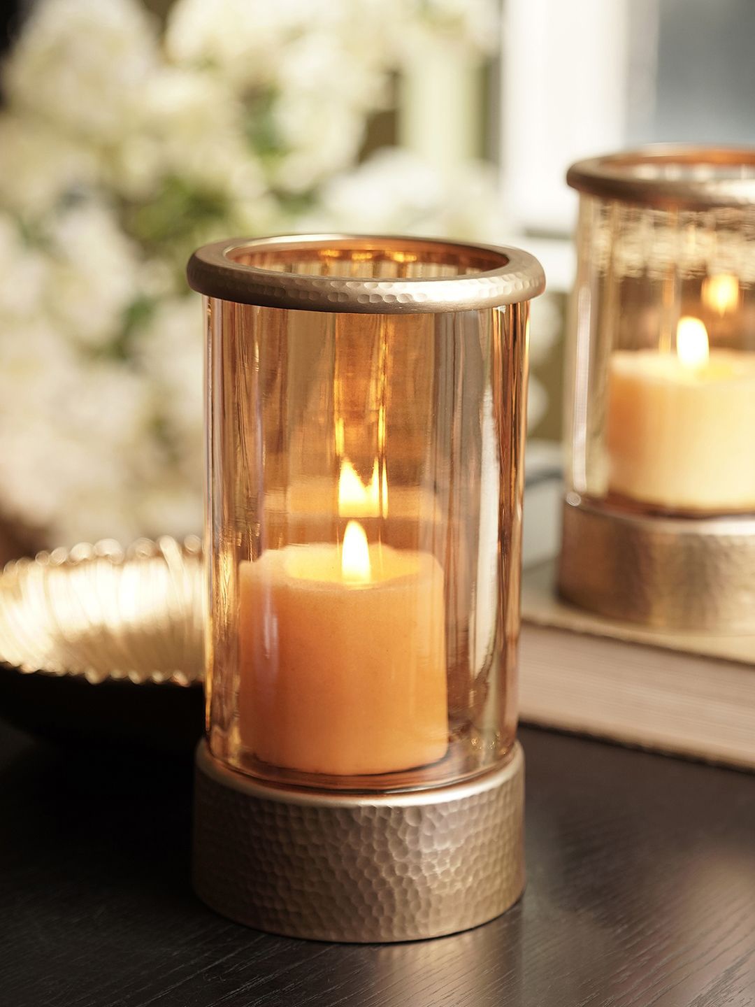 

Pure Home and Living Gold Toned Glass Candle Holder With Base