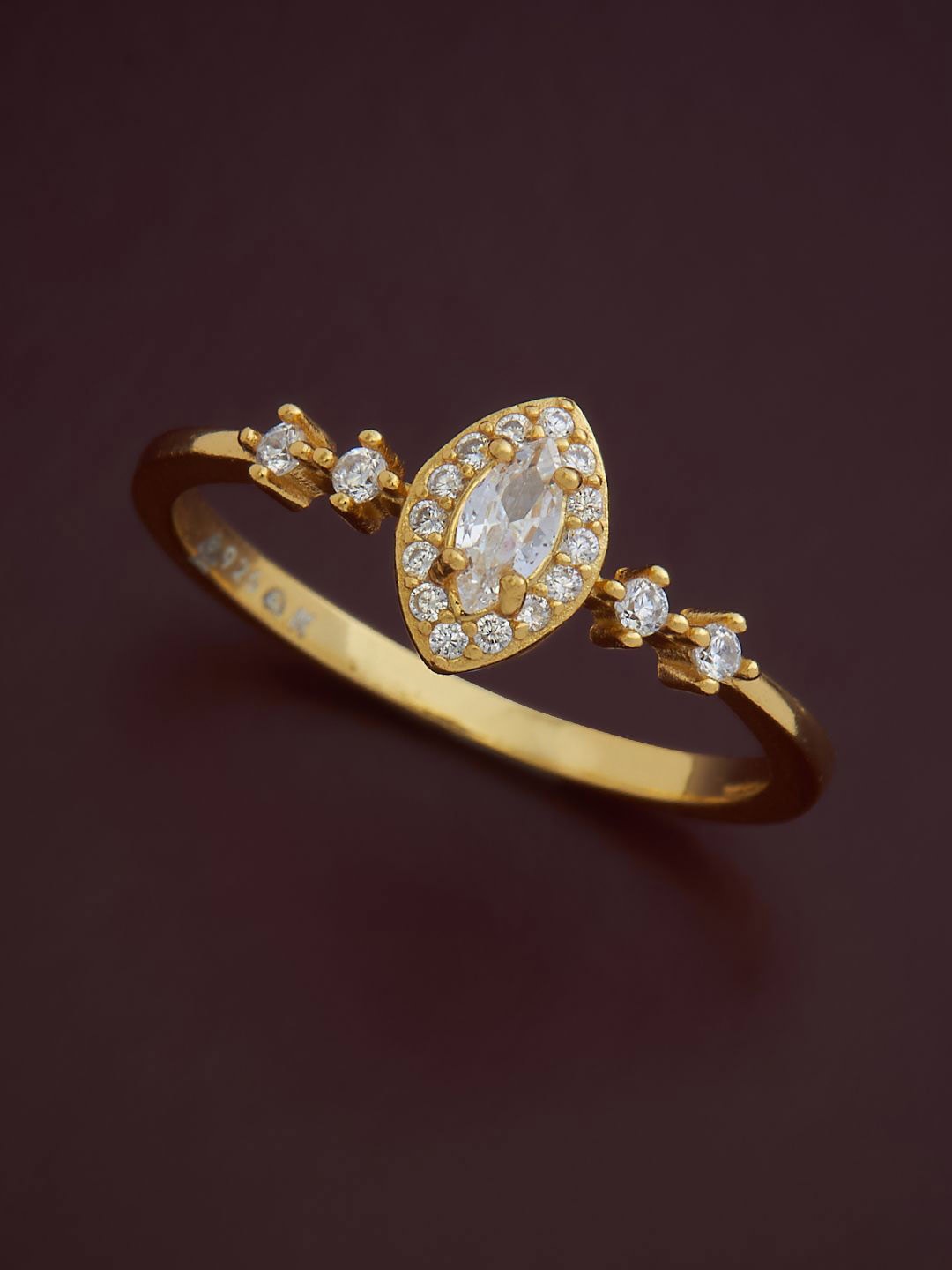 

Kushal's Fashion Jewellery Sterling Silver Cubic Zirconia Gold-Plated Finger Ring