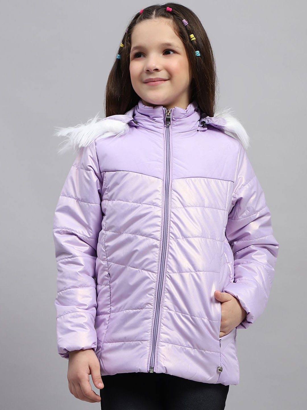 

Monte Carlo Girls Solid Hooded Parka Jacket, Lavender