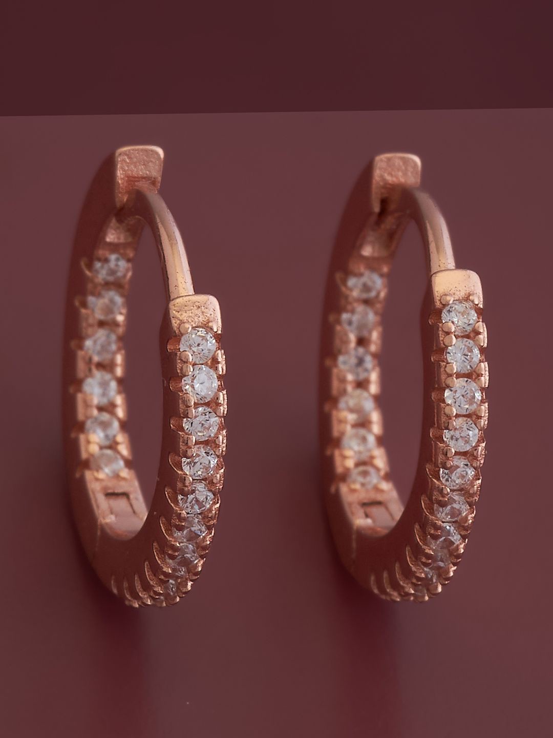 

Kushal's Fashion Jewellery Sterling Silver Cubic Zirconia Rose Gold-Plated Hoop Earrings, White