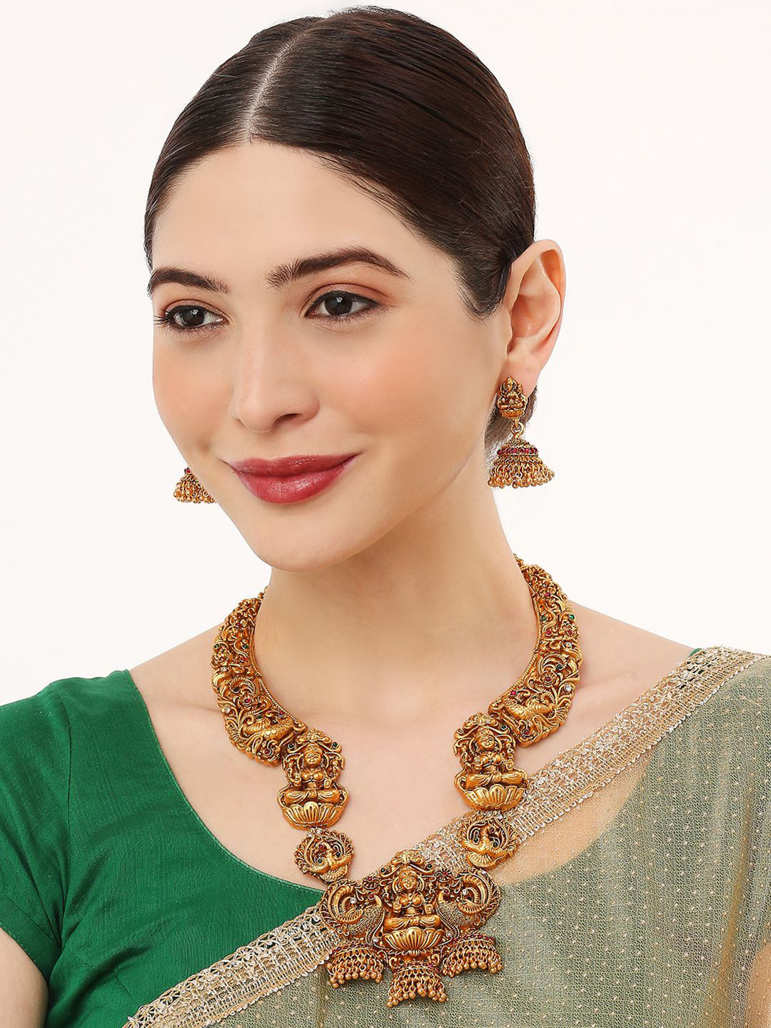 

Anouk Stone Studded Temple Jewellery Set, Gold