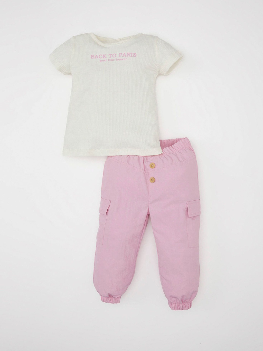 

DeFacto Infants Girls Solid Top With Joggers, White