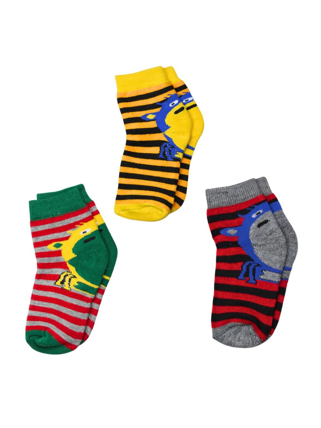 

BAESD Kids Pack Of 3 Patterned Cotton Ankle-Length Socks, Yellow