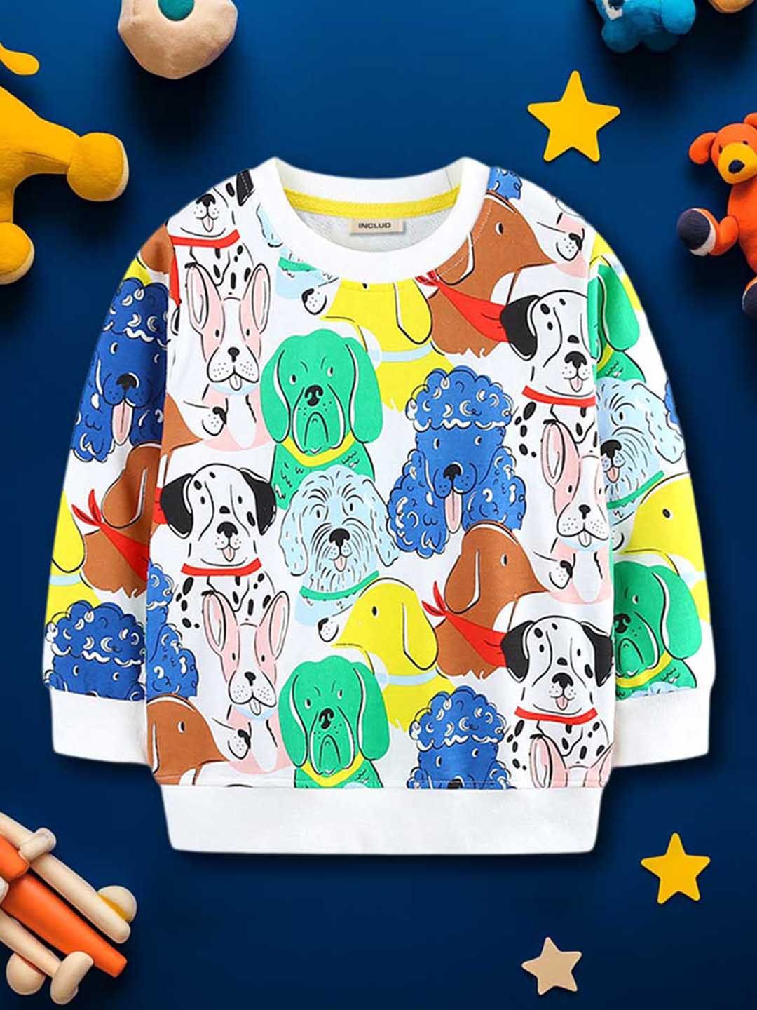 

INCLUD Boys Animal Printed Round Neck Sweatshirt, White