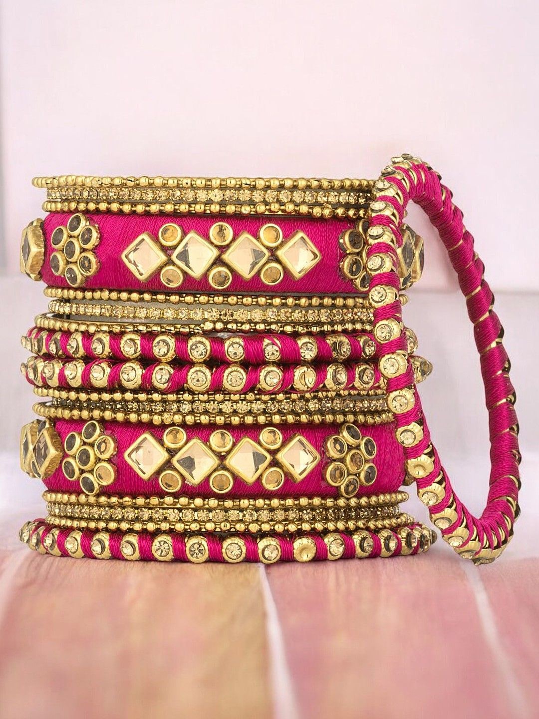 

Anouk Set Of 18 Kundan Stone-Studded Bangles, Gold