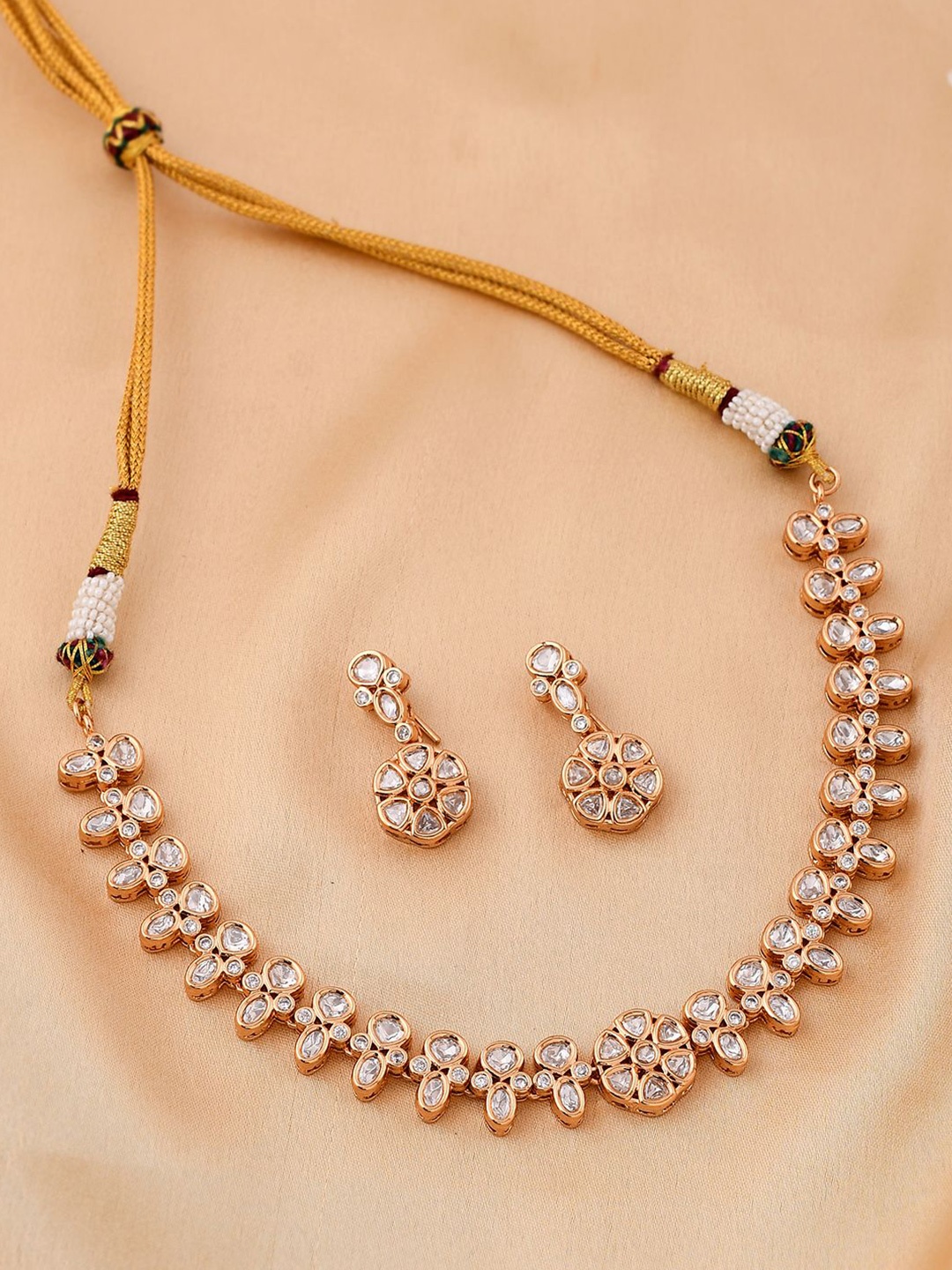 

Voylla Gold-Plated Essentials Sparkling Blooms Kundan-Studded Jewellery Set