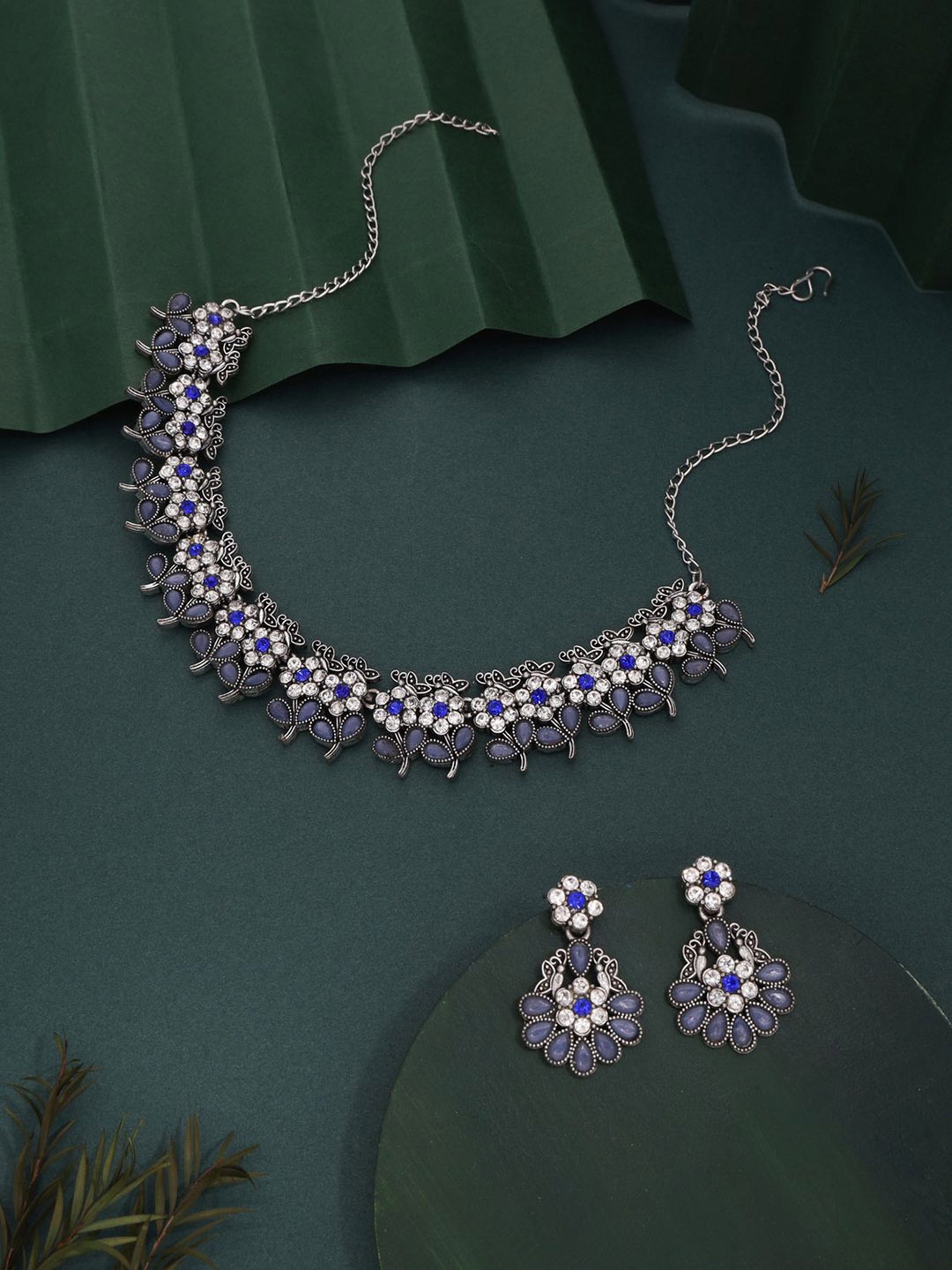 

Anouk Blue Silver Plated Stone Studded Jewellery Set