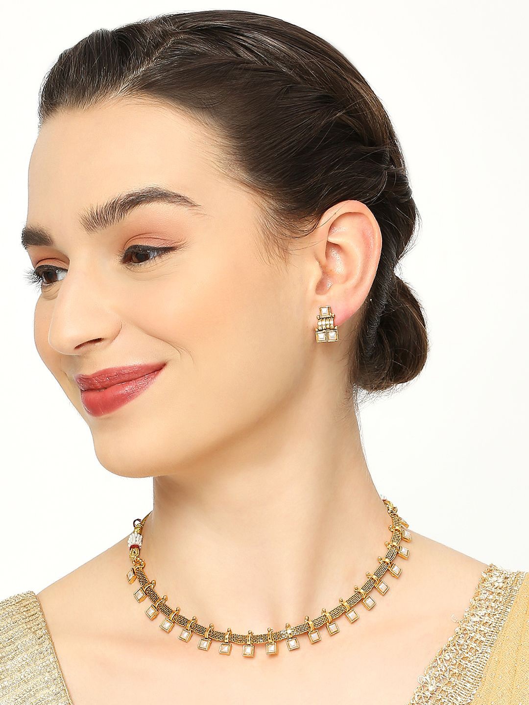 

Anouk Stone Studded Ethnic Choker Jewellery Set, Gold