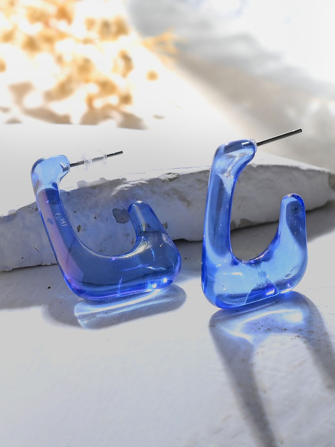 

Voylla Quirky Half Hoop Earrings, Blue