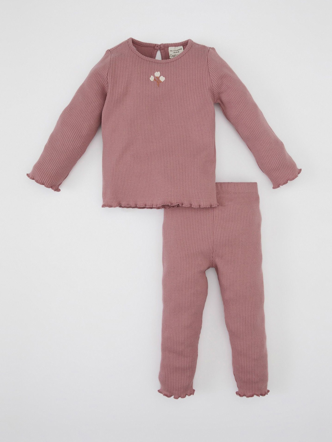 

DeFacto Infants Girls Ribbed Top With Trousers, Pink