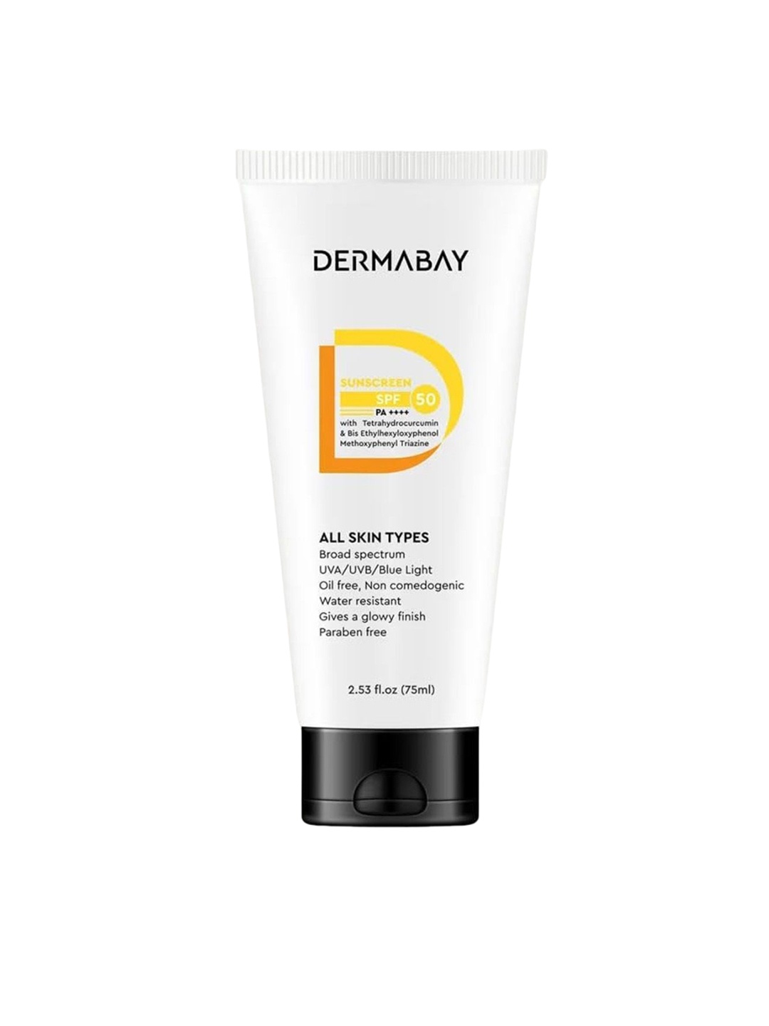 

DermaBay Sunscreen SPF 50 PA++++ For Invisible Glowy Finish-75ml, White