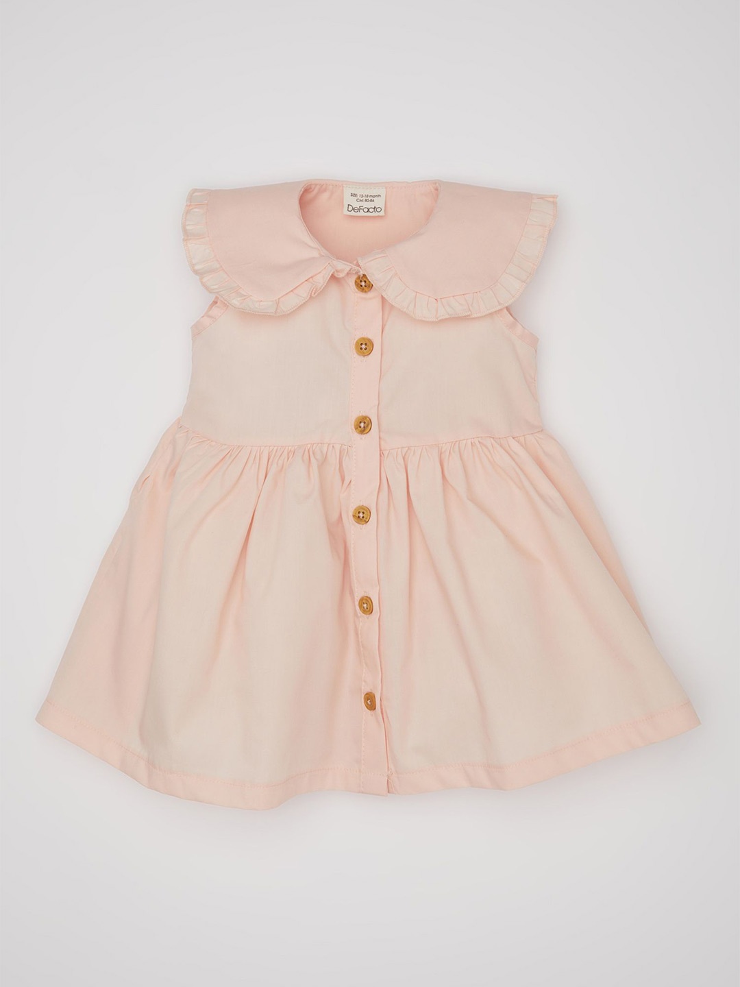 

DeFacto Girls Peter Pan Collar A-Line Mini Short Sleeves Dress, Peach