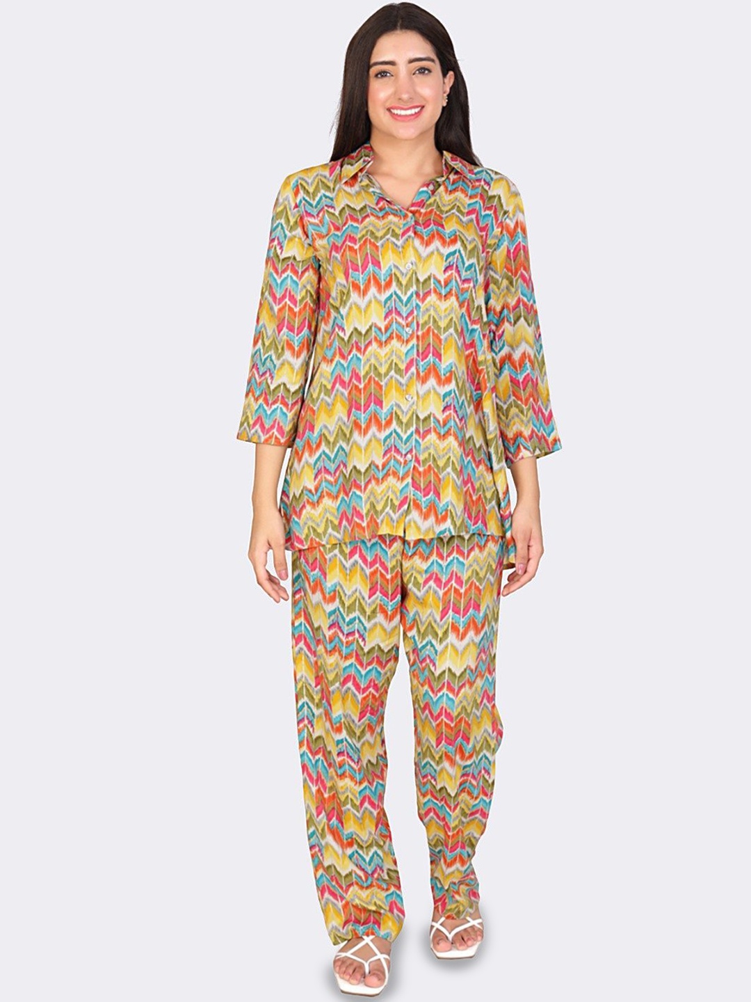 

BAESD Abstract Printed Shirt With Trousers, Pink