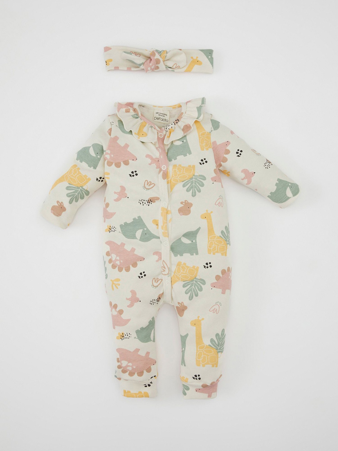 

DeFacto Girls Printed Romper, White