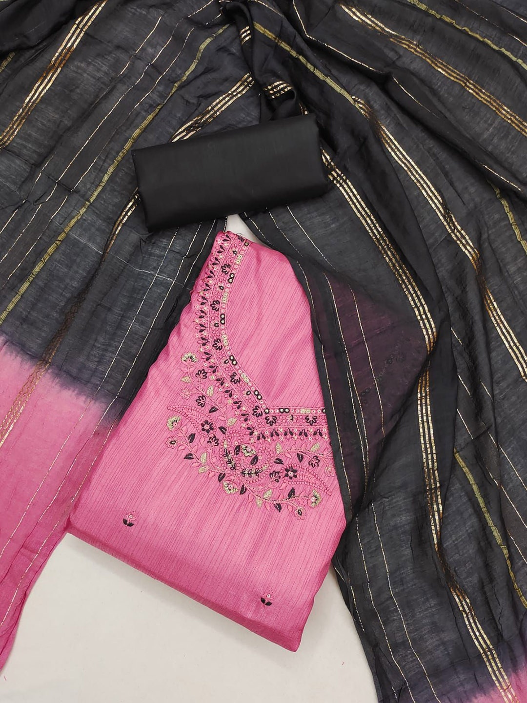 

APNISHA Ethnic Motifs Embellished Sequinned Unstitched Dress Material, Pink