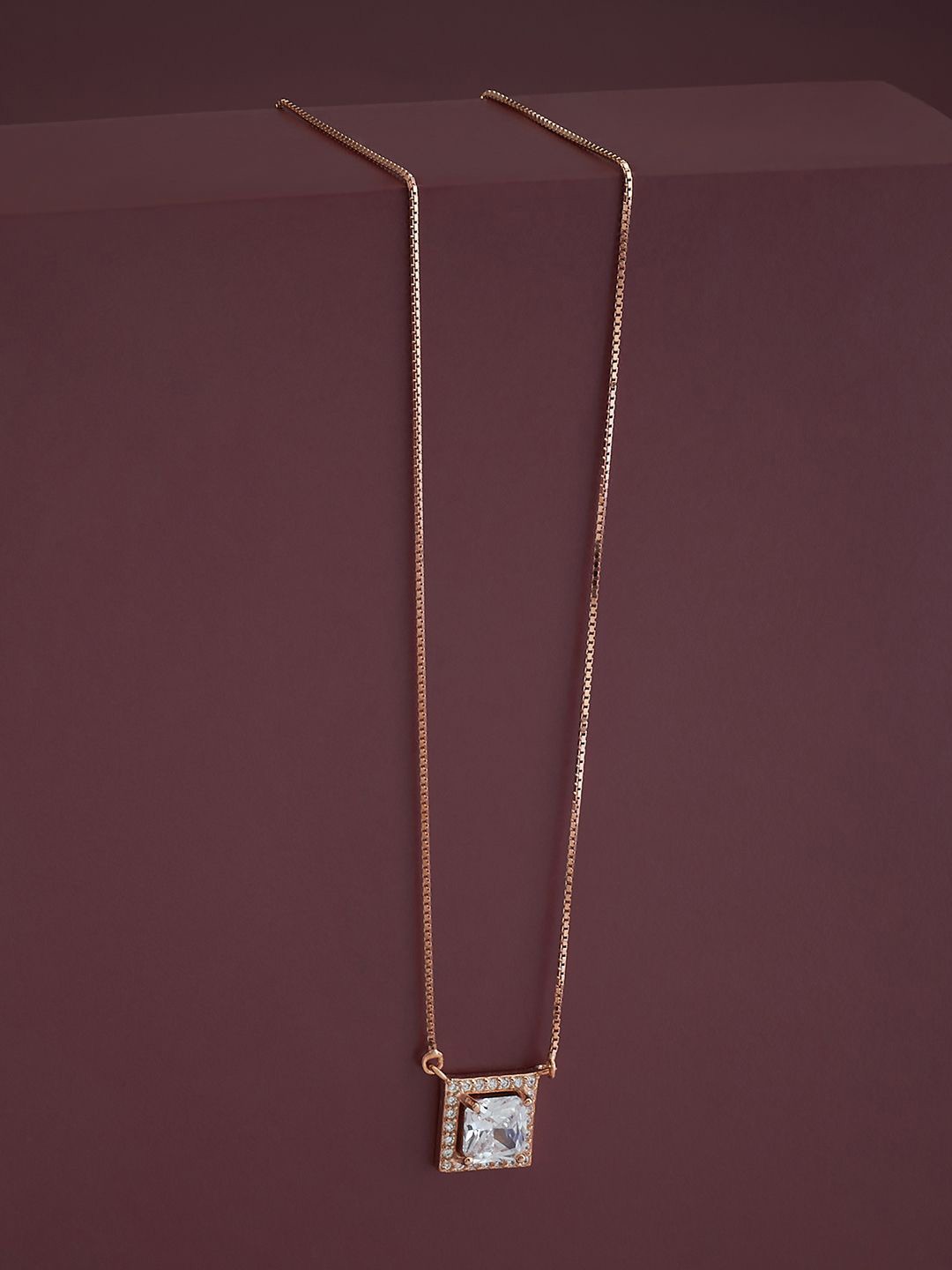 

Kushal's Fashion Jewellery 92.5 Pure Silver Rose Gold-Plated Cubic Zirconia Studded Chain