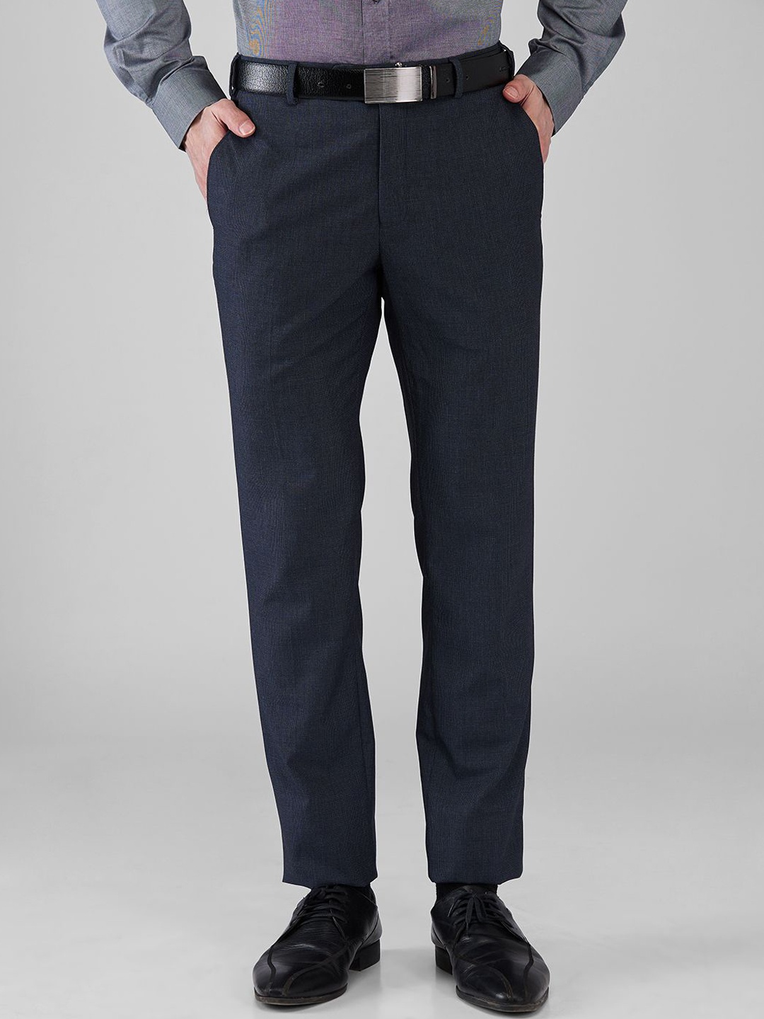 

Raymond Slim Fit Self Design Formal Trousers, Blue