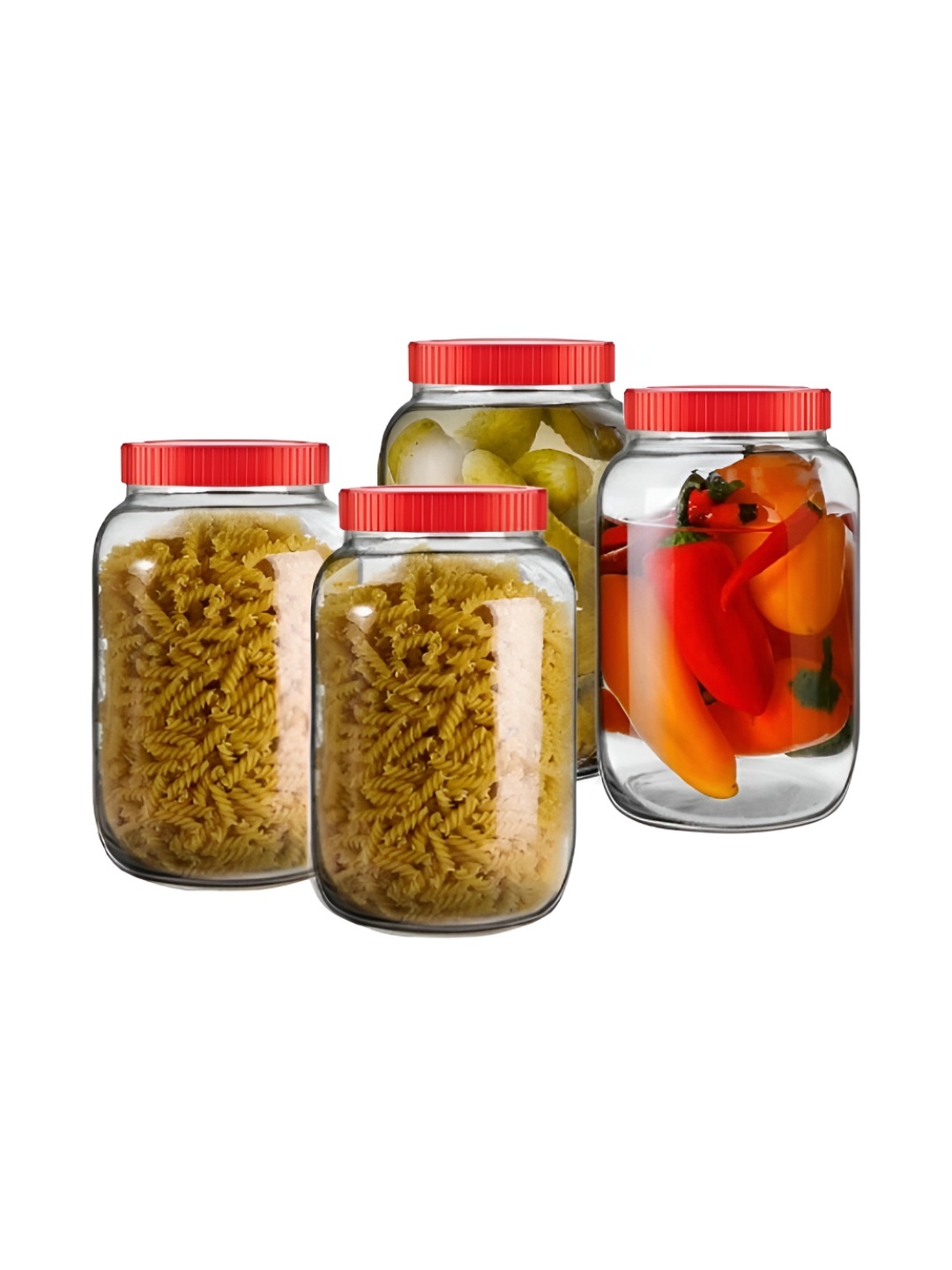 

CROCO JAR Piramal Transparent & Red 4 Pieces Glass Containers - 2000 ml