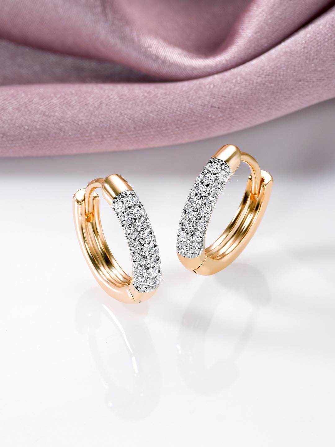 

Peora Gold Plated Circular Cubic Zirconia Studded Hoop Earrings