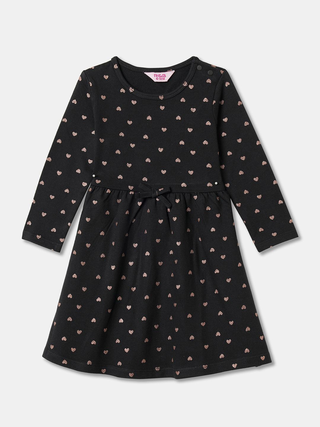 

R&B Print Fit & Flare Dress, Black