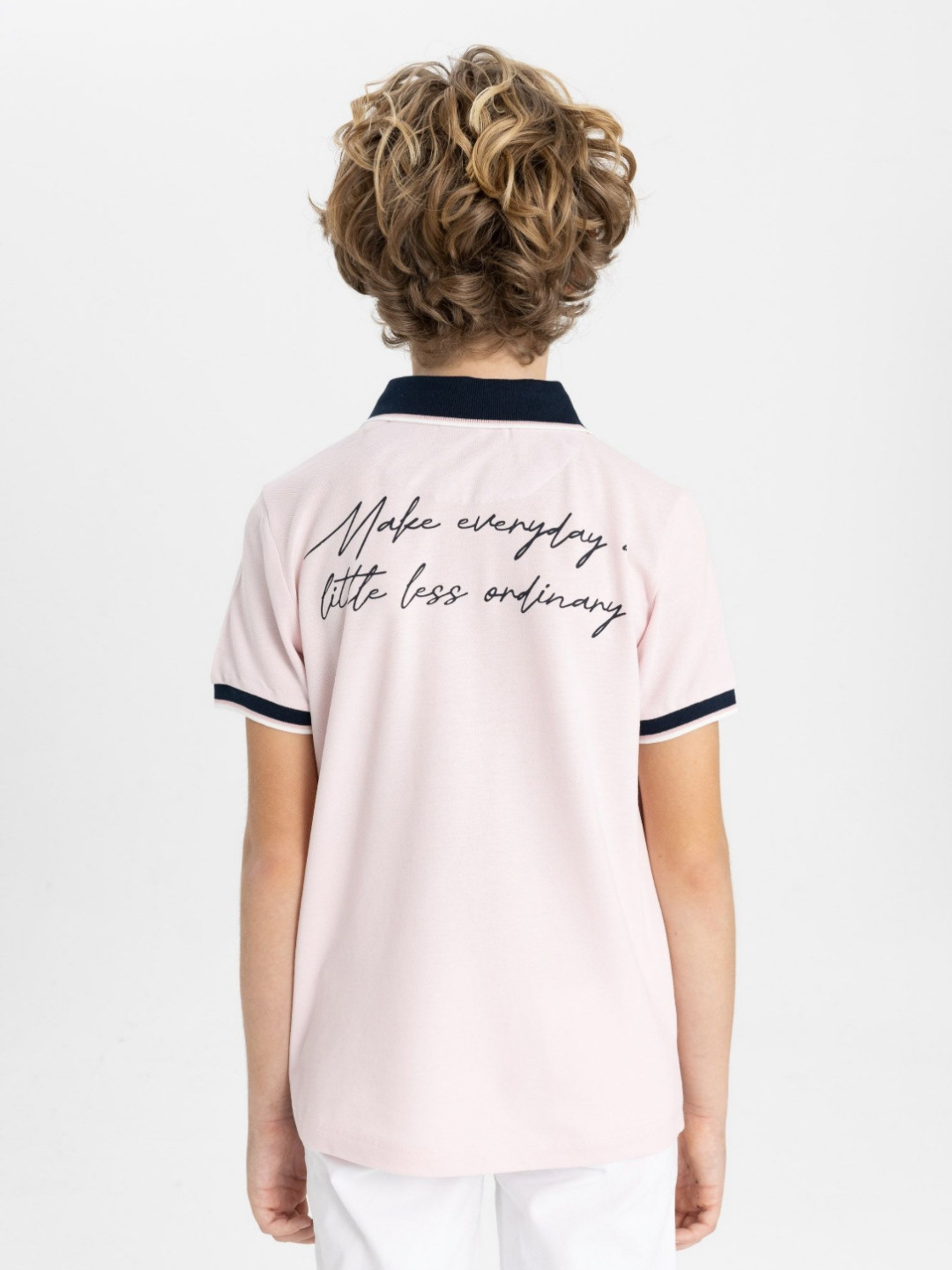 

DeFacto Boys Typography Printed Polo Collar Cotton T-shirt, Pink