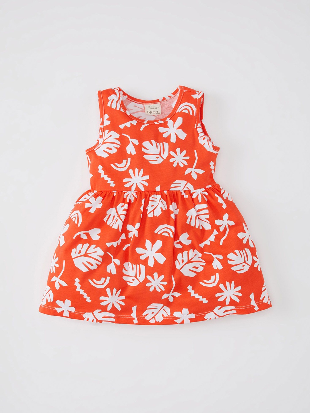 

DeFacto Girls Floral Printed Casual Fit & Flare Dress, Orange