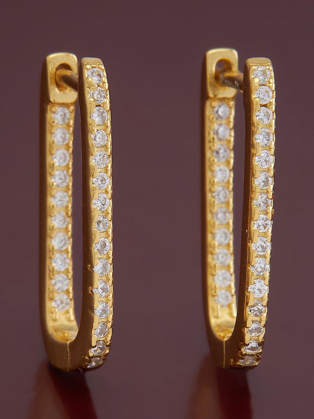 

Kushal's Fashion Jewellery Sterling Silver Cubic Zirconia Gold-Plated Hoop Earrings, White