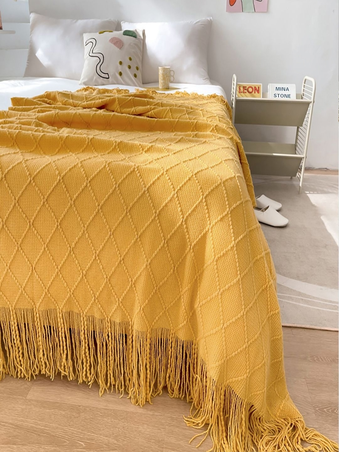 

JC HOME Yellow Geometric AC Room 300 GSM Single Bed Blanket