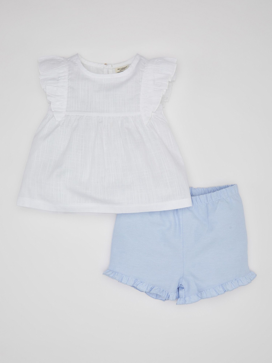 

DeFacto Girls Round Neck Pure Cotton A-Line Top With Shorts, White