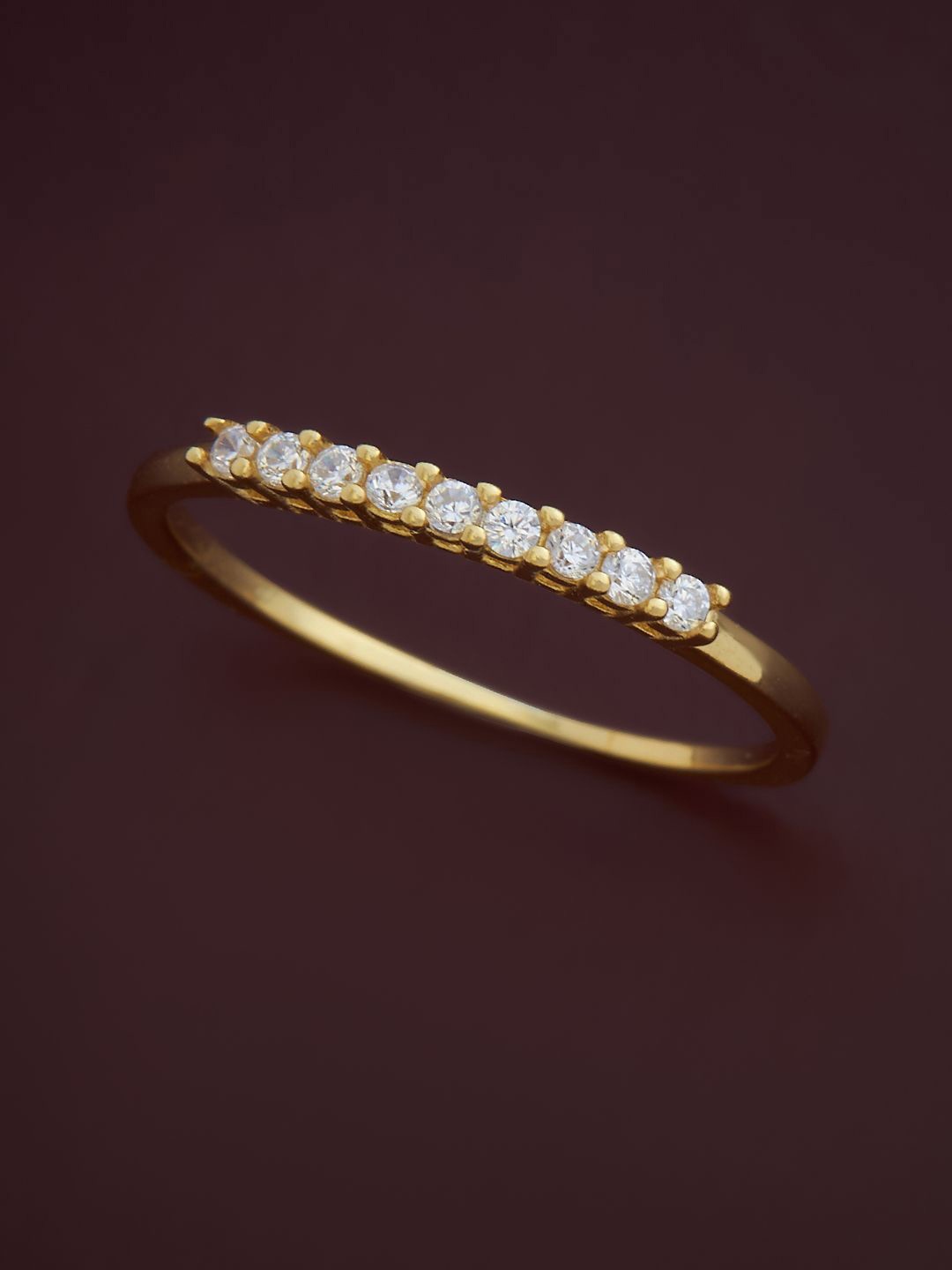 

Kushal's Fashion Jewellery Sterling Silver Gold-Plated Cubic Zirconia Finger Ring