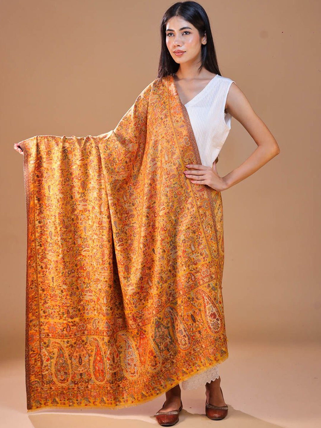 

SWI Stylish Paisley Woven Design Shawl, Yellow