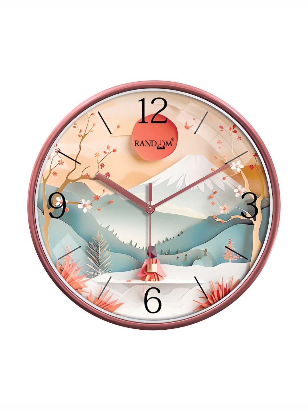 

RANDOM Printed Round Shaped Sweep Silent Movement Contemporary Wall Clock, Pink