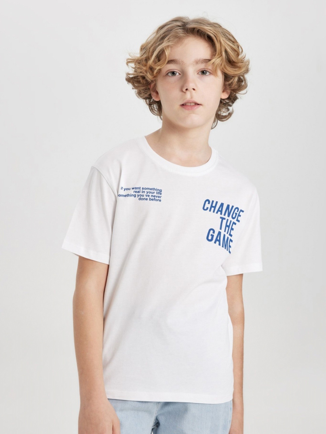 

DeFacto Boys Typography Printed Round Neck Cotton T-shirt, White