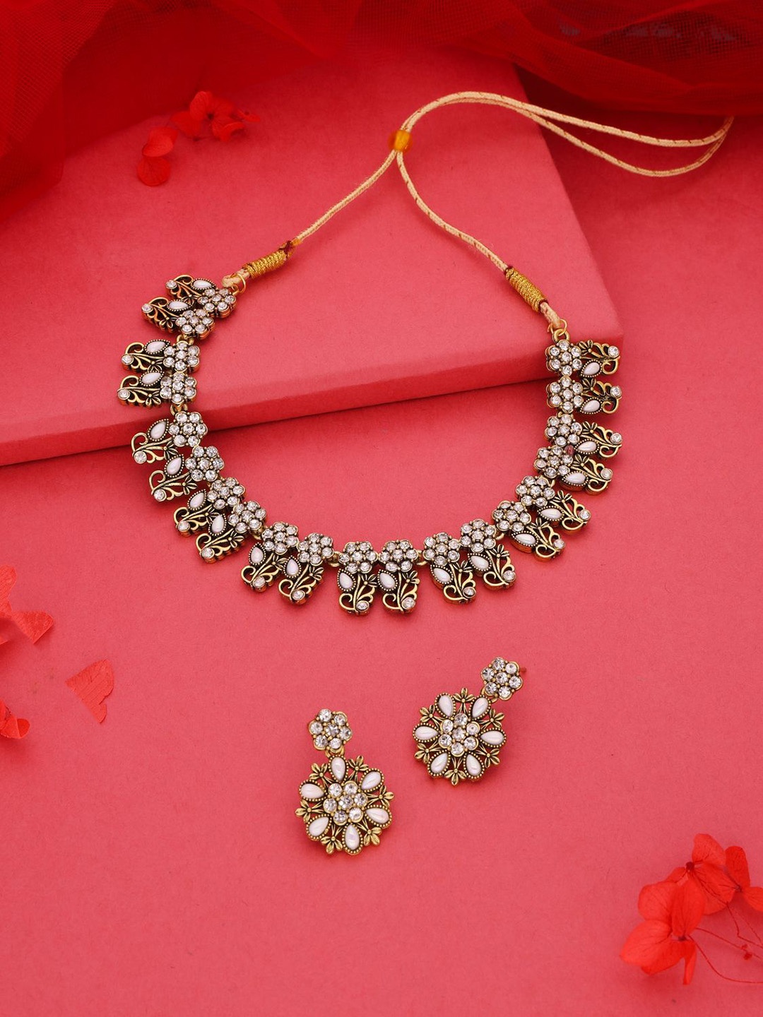 

Anouk White Gold-Plated Stone-Studded Jewellery Set