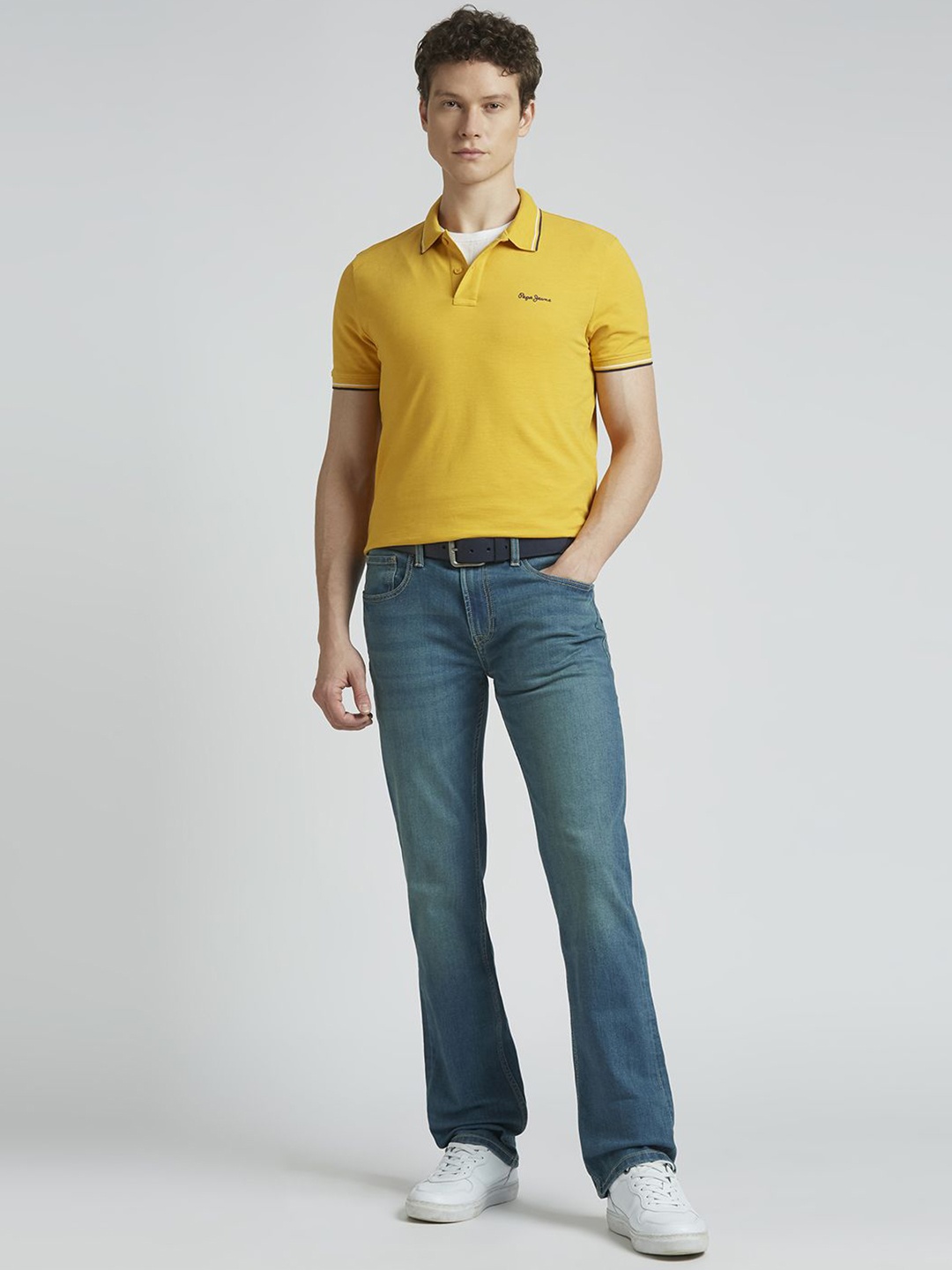 

Pepe Jeans Men Solid Polo Collar Cotton T-shirt, Yellow