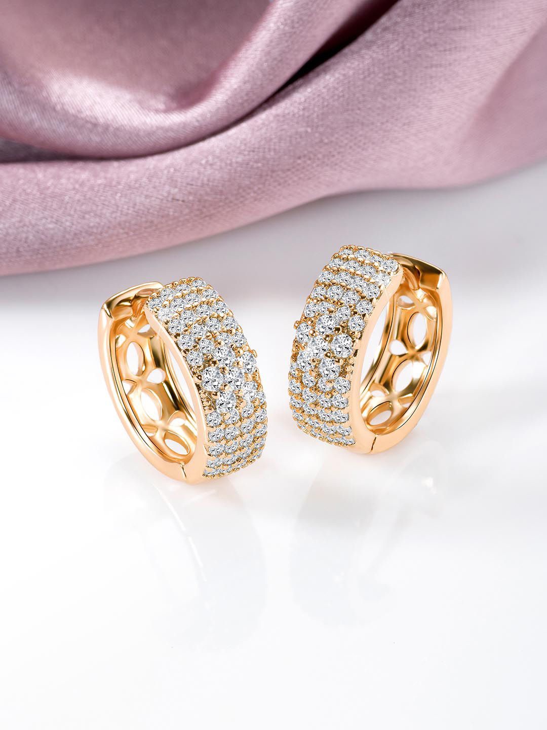 

Peora Gold Plated Cubic Zirconia Contemporary Hoop Earrings