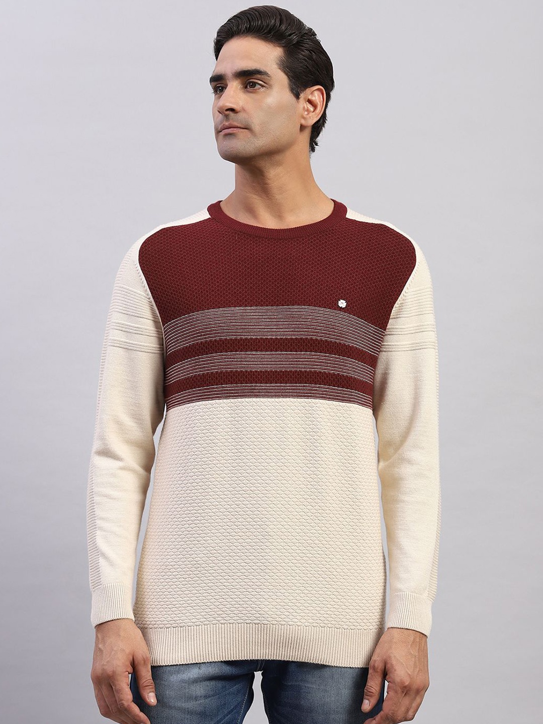 

Monte Carlo Men Self Design Pullover, Off white