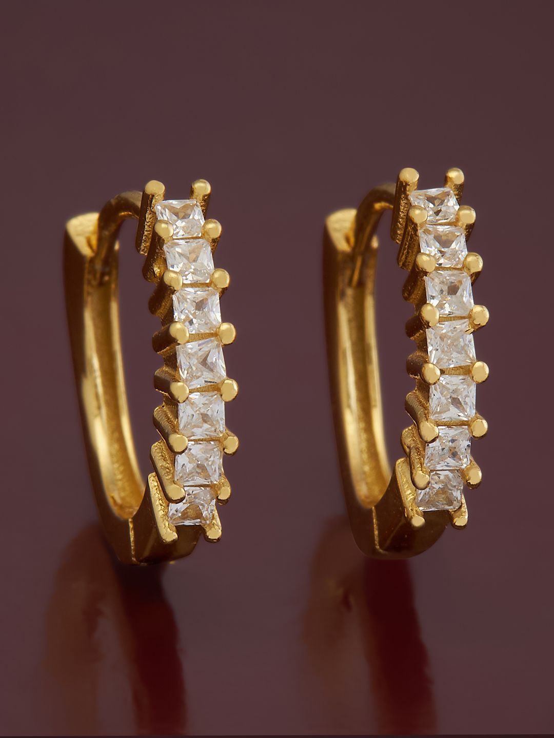 

Kushal's Fashion Jewellery Sterling Silver Cubic Zirconia Gold-Plated Hoop Earrings
