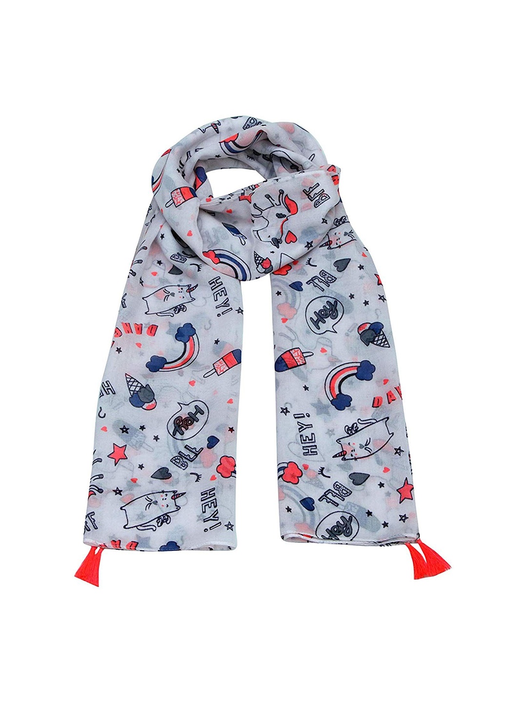 

Annus Creation Women Printed Scarf, White