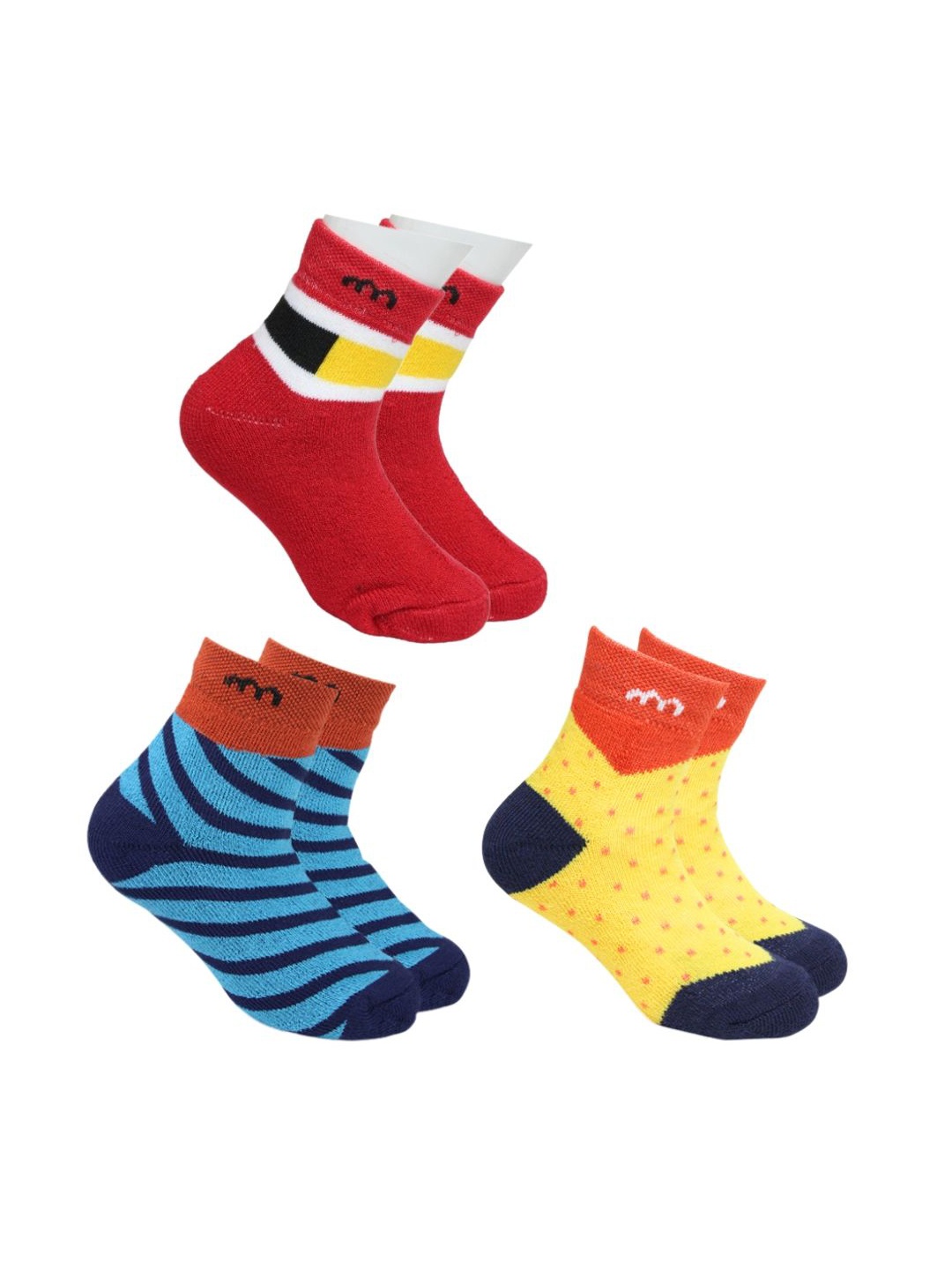 

BAESD Kids Pair Of 3 Patterned Ankle-Length Socks, Red
