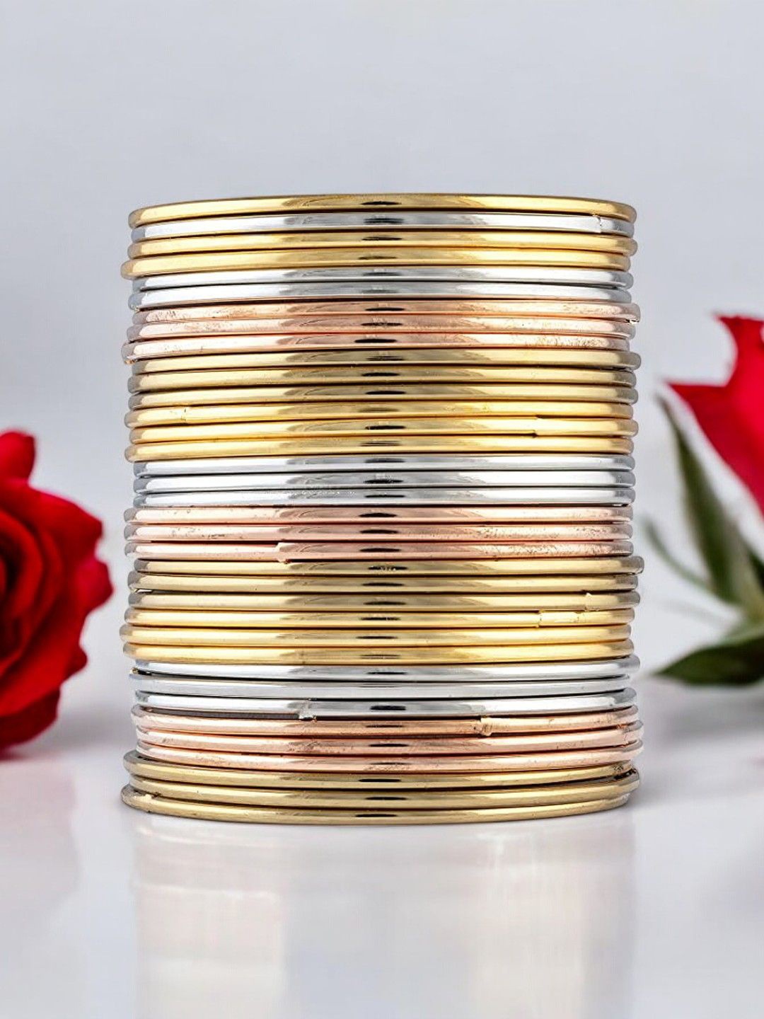 

Anouk Set Of 36 RimJhim Plain Bangles, Gold