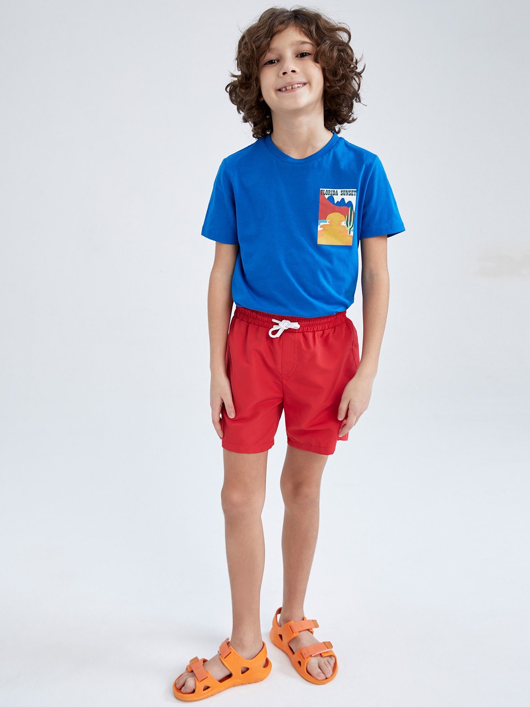 

DeFacto Boys Mid-Rise Swim Shorts, Red