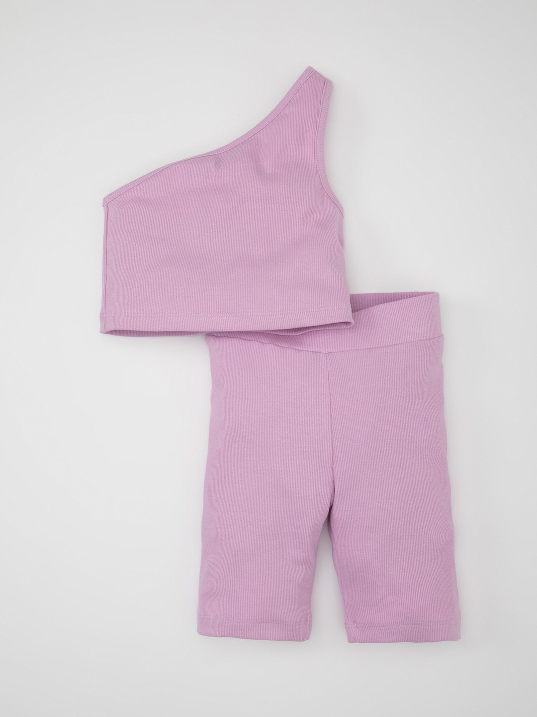 

DeFacto Girls One Shoulder Top With Trouser, Lavender